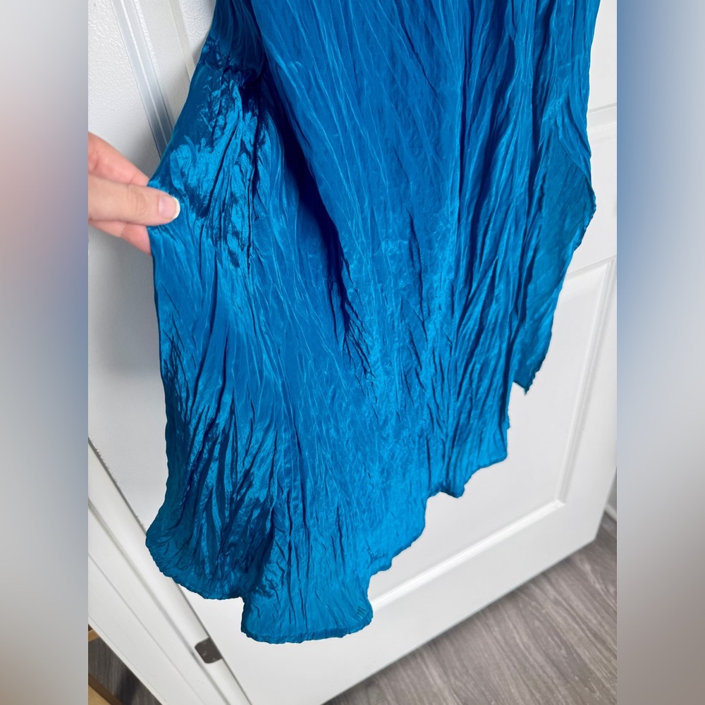 NWT! J. Crew Palermo dress in viscose-blend crinkle, Nordic Sea Blue, Size Small - Picture 7 of 16